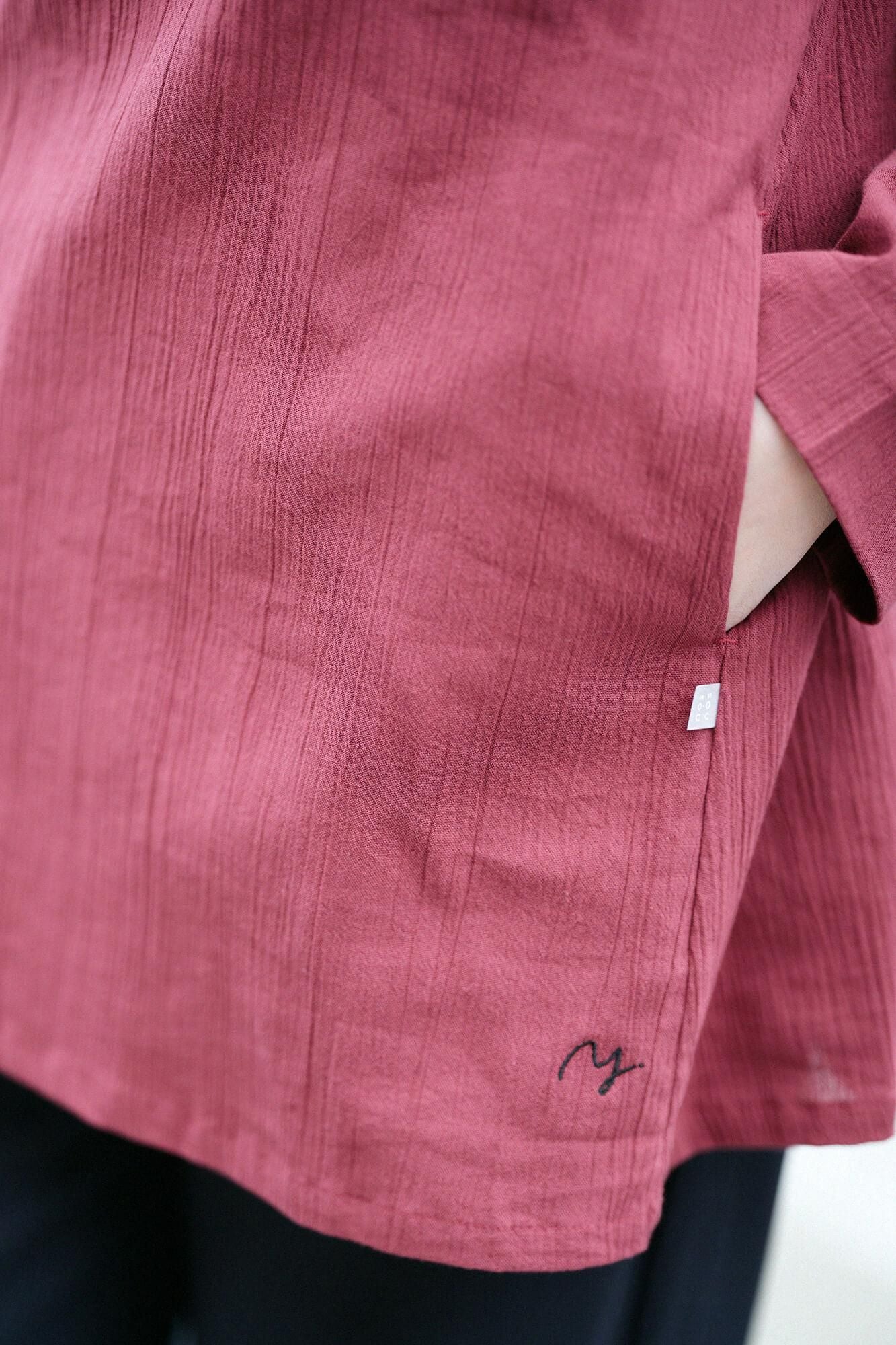 Chizimi Cotton 20/20 Long Sleeve Tunic / Burgundy