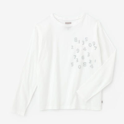 타카시마치지미 40/40 긴 소매포켓 T셔츠／흰색×SO-SU-U콘