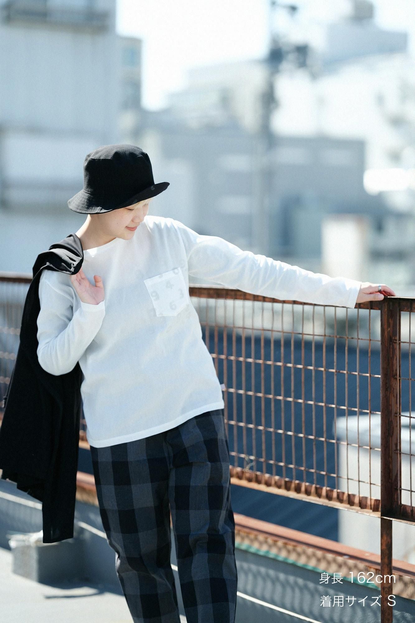 高島縮棉 40/40 長袖口袋T-shirt ／白色× SO-SU-U十數 昆