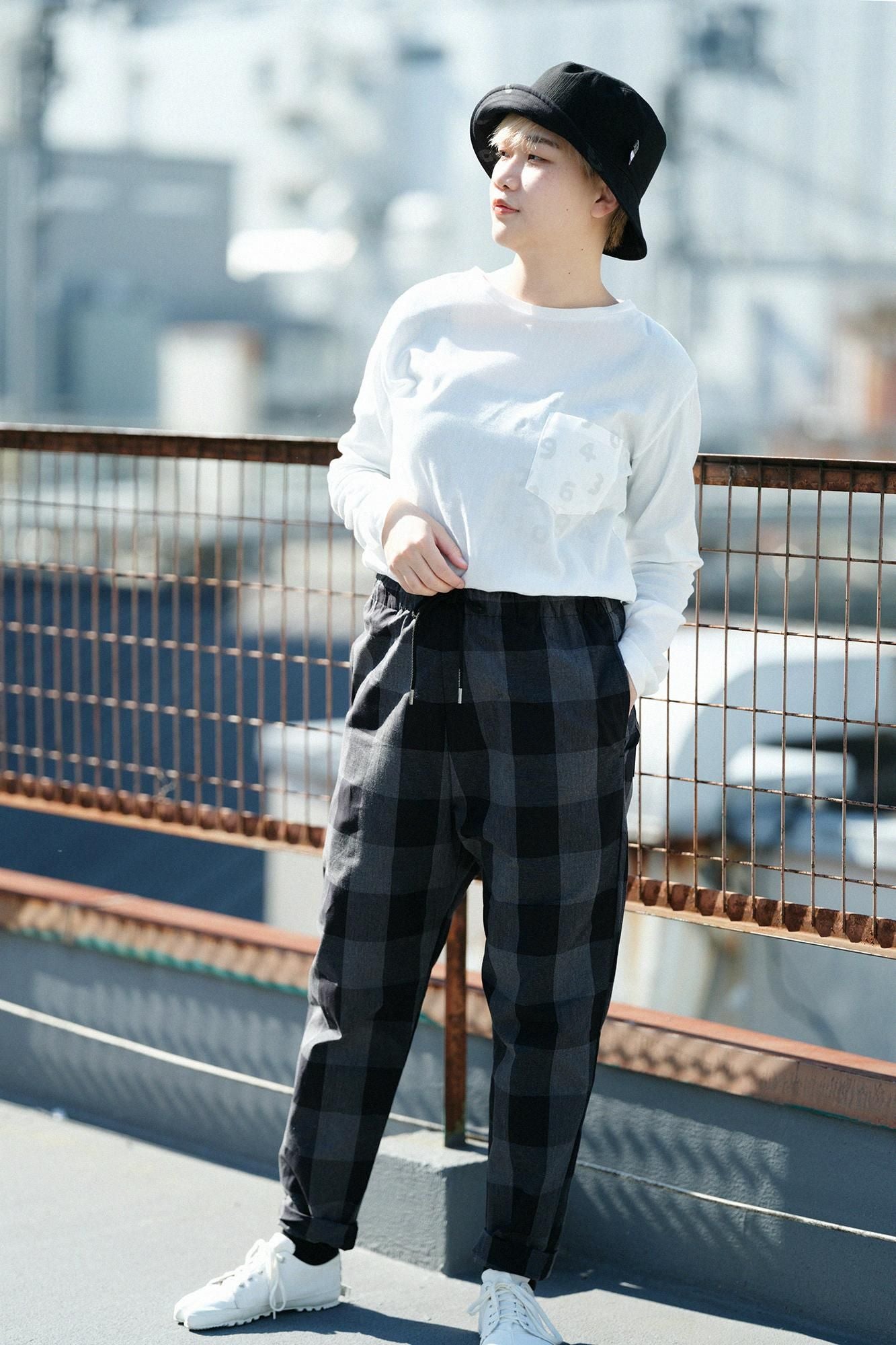 高島縮棉 40/40 長袖口袋T-shirt ／白色× SO-SU-U十數 昆