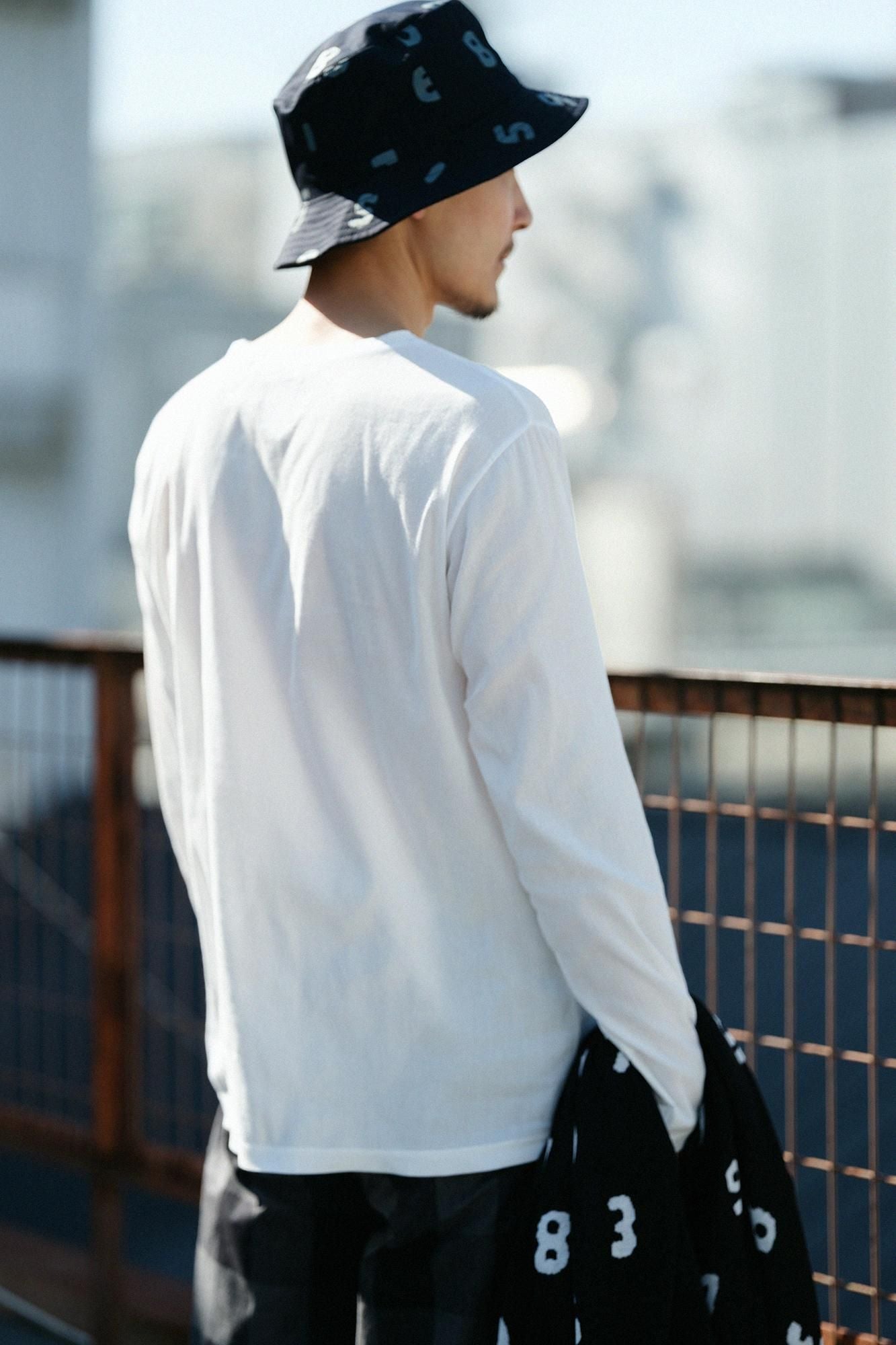 高島縮棉 40/40 長袖口袋T-shirt ／白色× SO-SU-U十數 昆