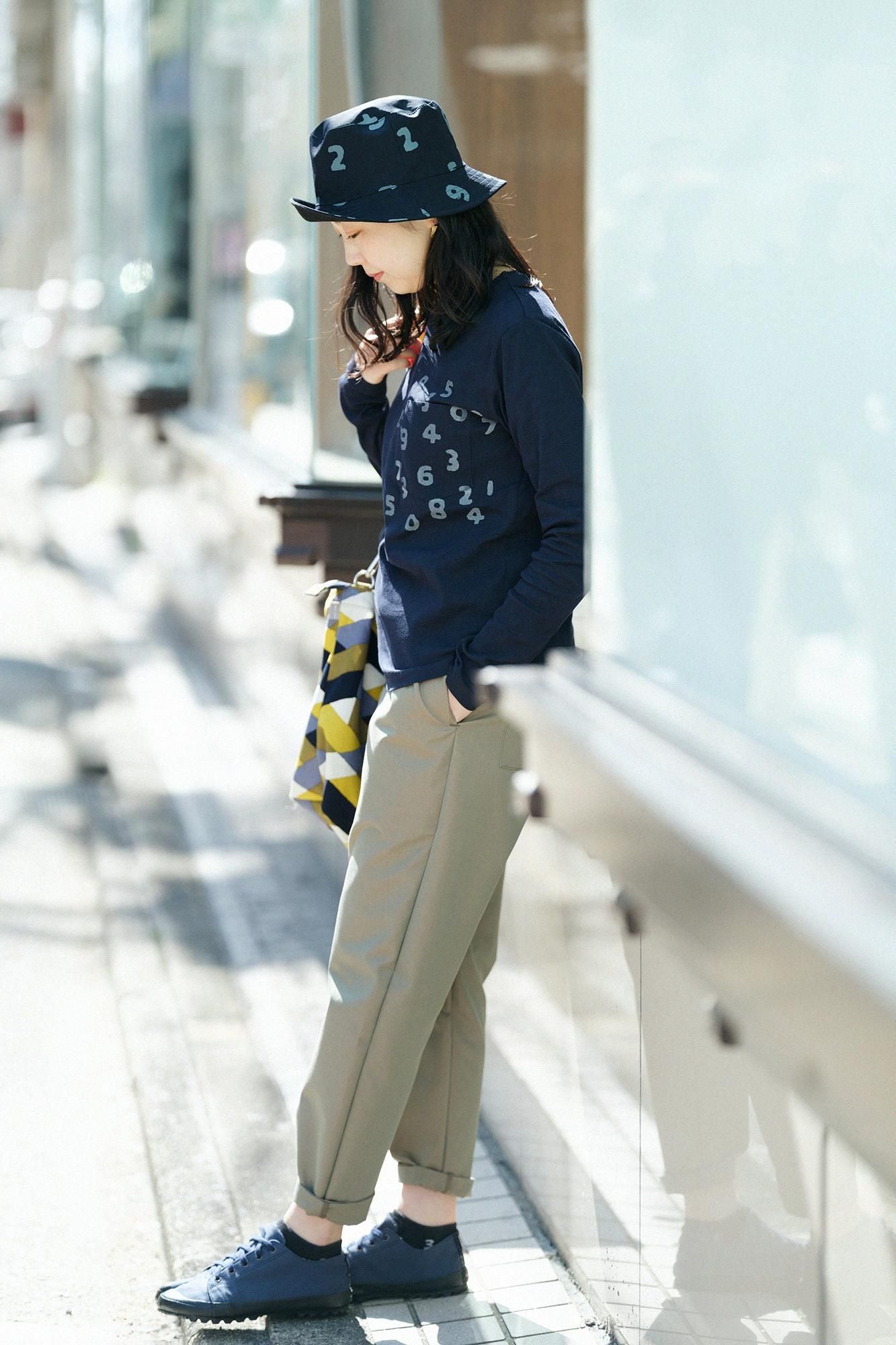 高島縮棉 40/40 長袖口袋T-shirt ／藍黑色x SO-SU-U十數 昆