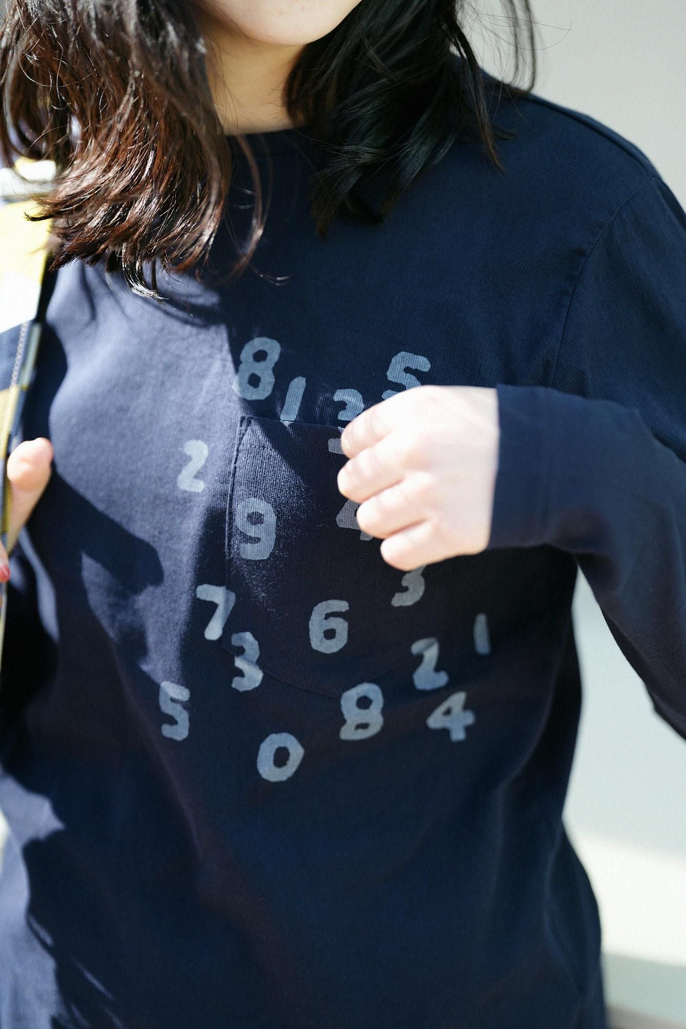 高島縮棉 40/40 長袖口袋T-shirt ／藍黑色x SO-SU-U十數 昆