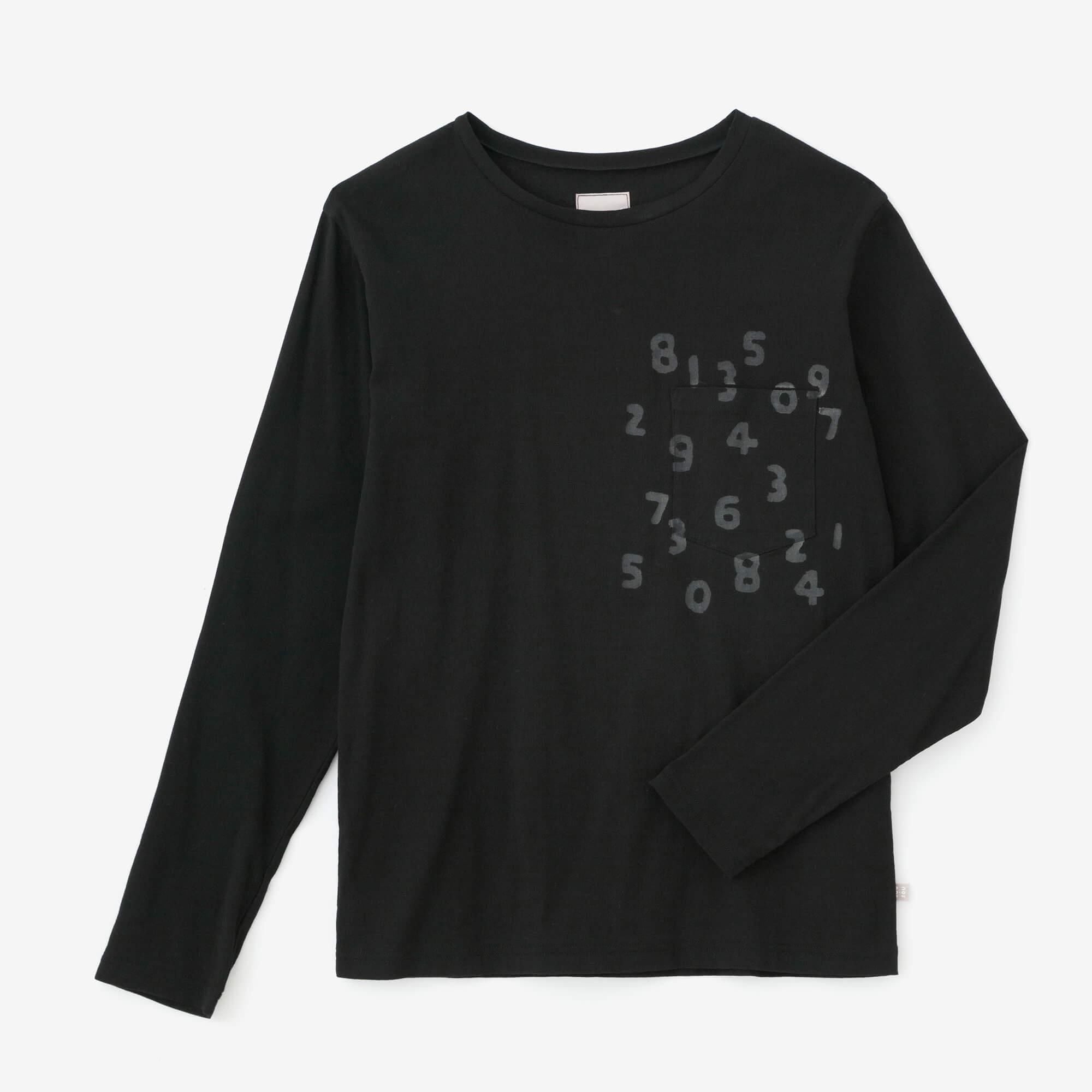 高島縮 40/40 長袖ポケットTシャツ／濡羽色（ぬればいろ）×SO-