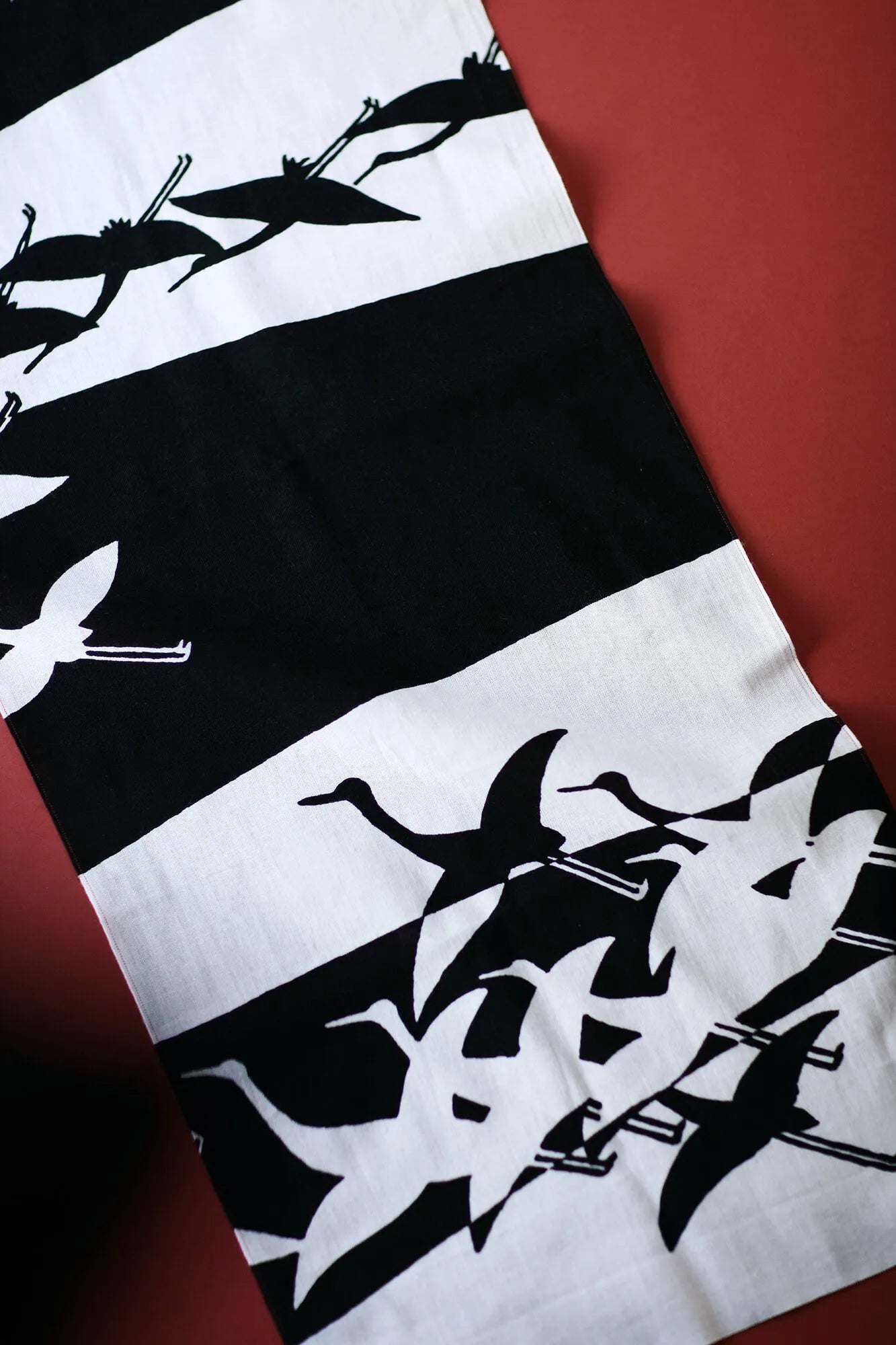 伊勢木綿 textile手ぬぐい／鶴（つる）