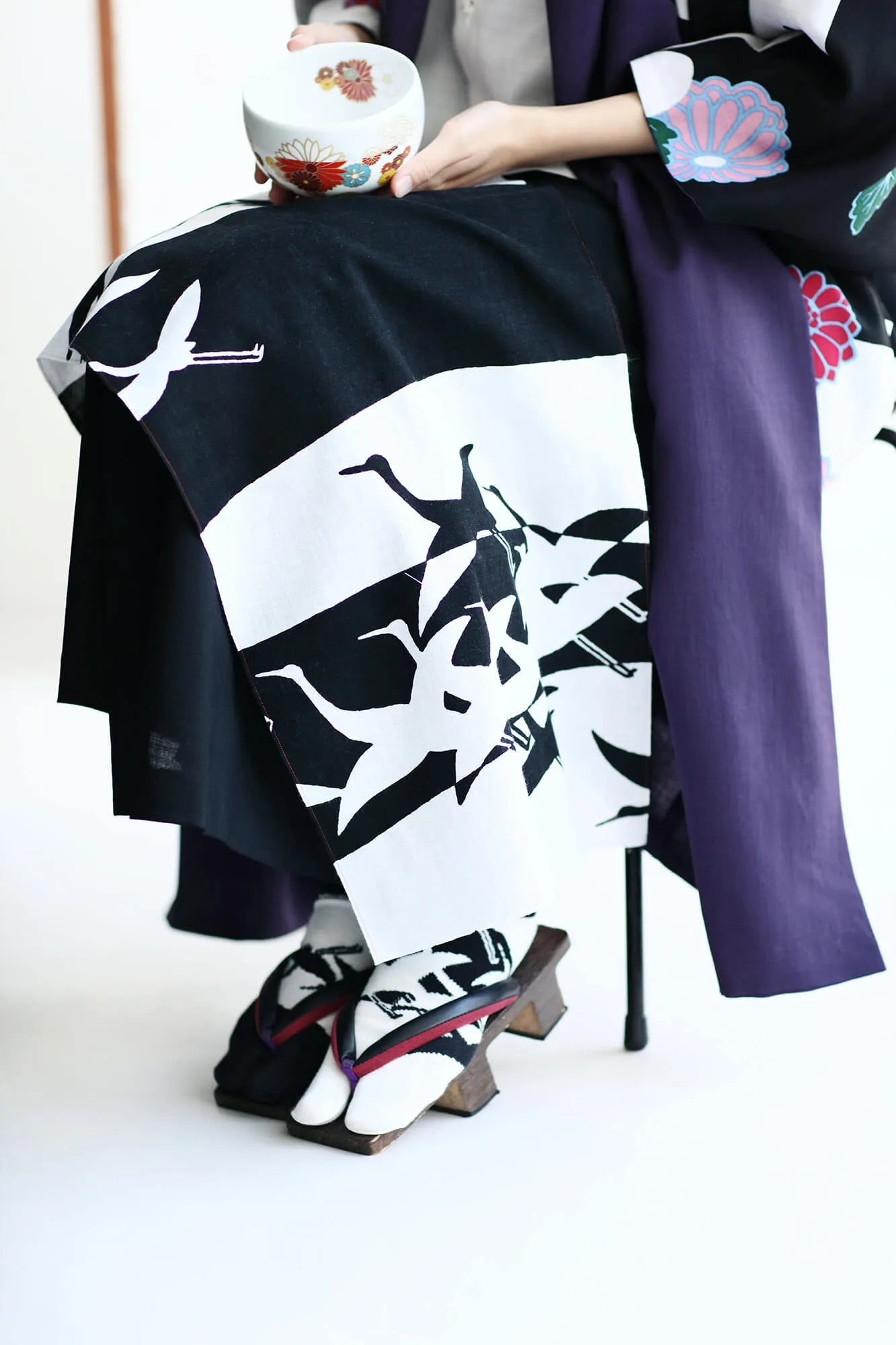 伊勢木綿 textile手ぬぐい／鶴（つる）