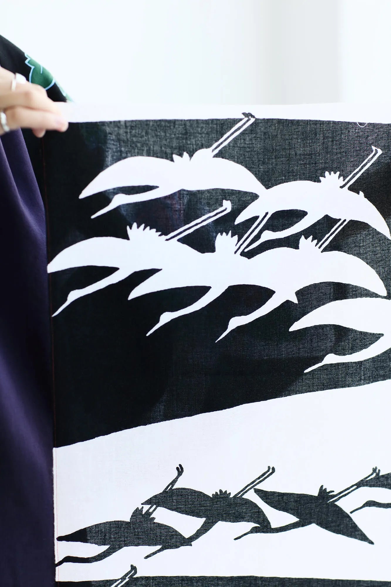 伊勢木綿 textile手ぬぐい／鶴（つる）