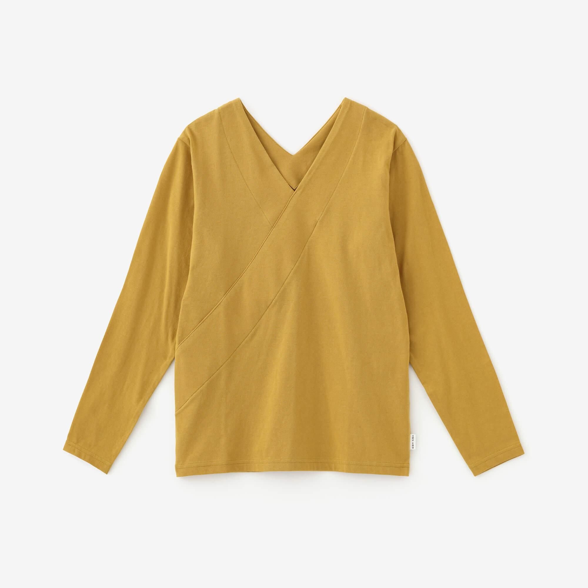 V領上衣長袖/芥末黃
