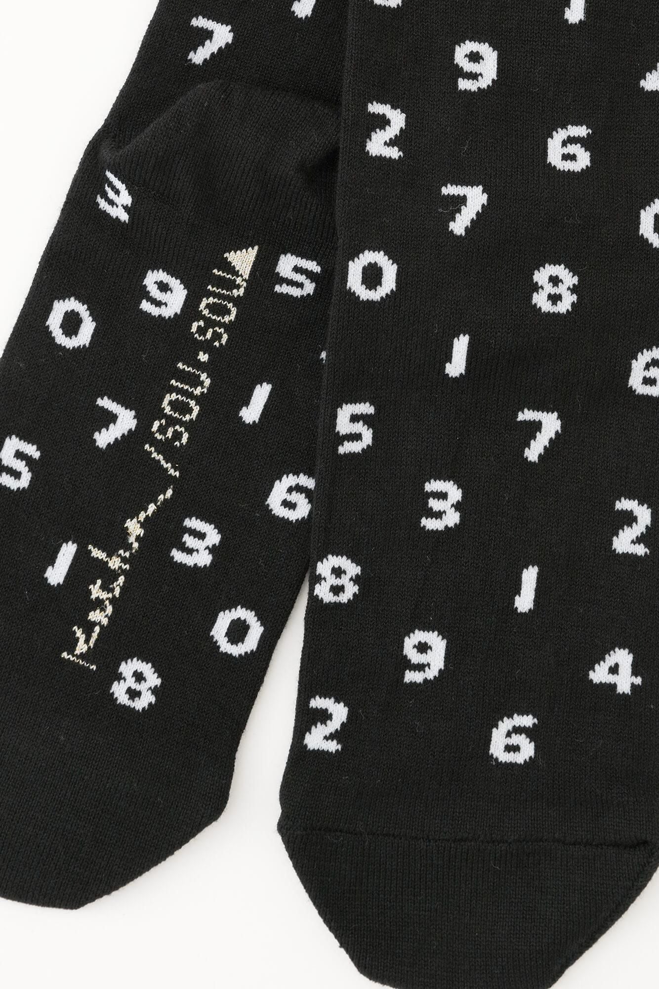 Round Toe Tabi Socks (Mid-calf)／SO-SU-U Black×White