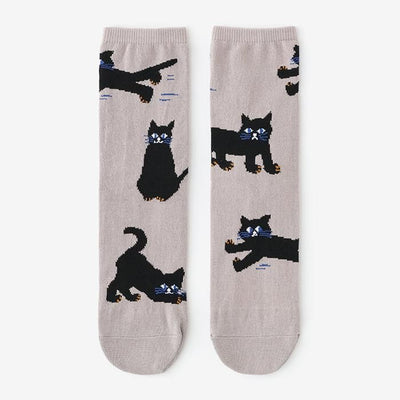 Round Toe Tabi Socks (Mid-calf)／Cat