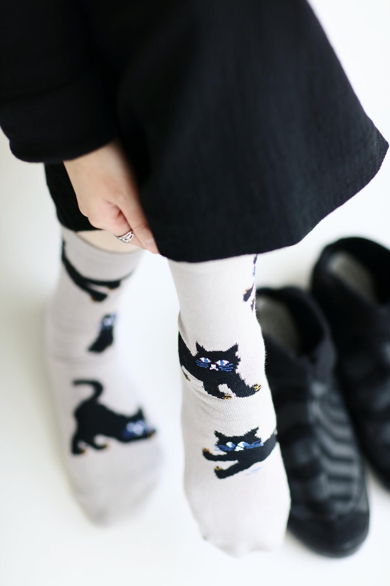 Round Toe Tabi Socks (Mid-calf)／Cat