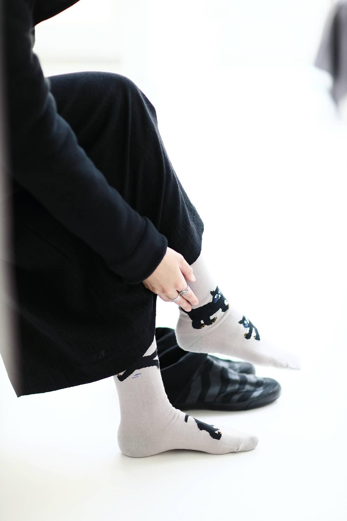 Round Toe Tabi Socks (Mid-calf)／Cat