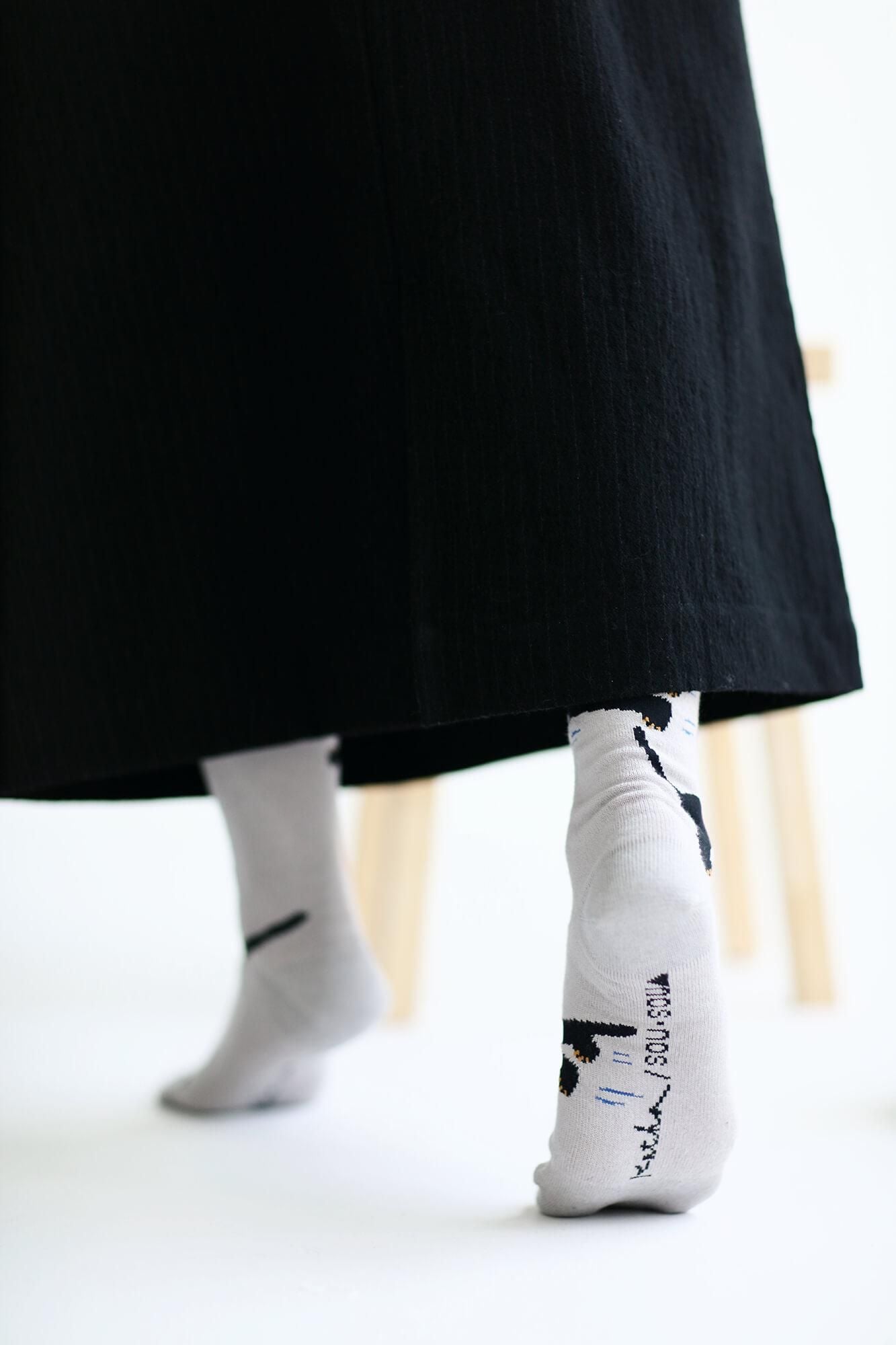 Round Toe Tabi Socks (Mid-calf)／Cat