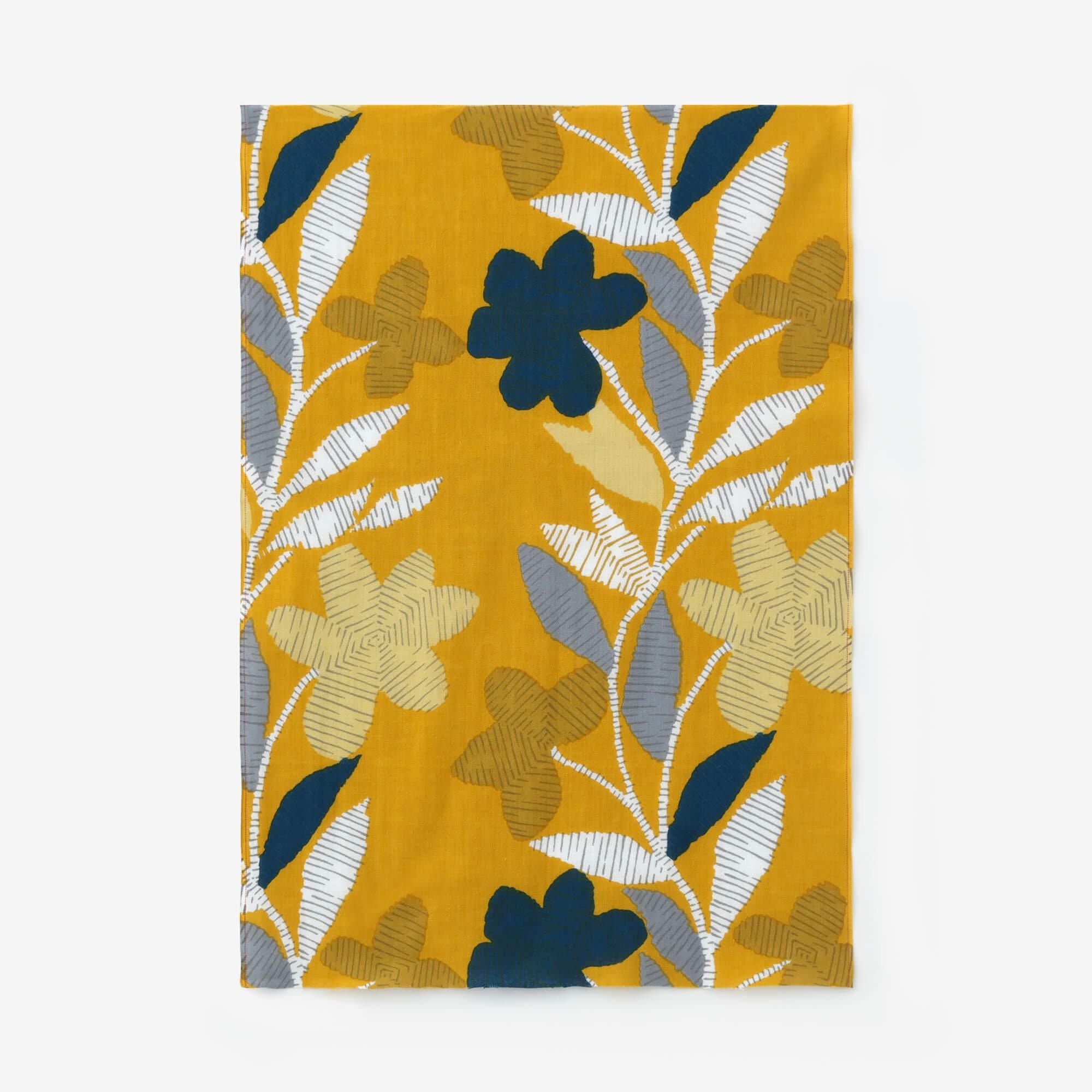 Isemomen Cotton Textile Handkerchief（Short）/ Woodprint Yellow