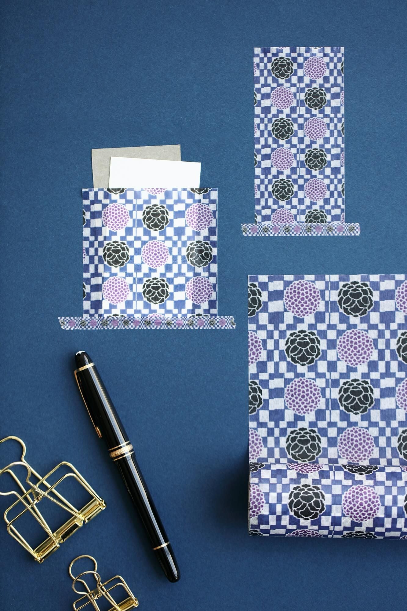 【net limited】SOU・SOU×mt_pocket/ Checked Pattern and Flower Crest [7.5cm width]