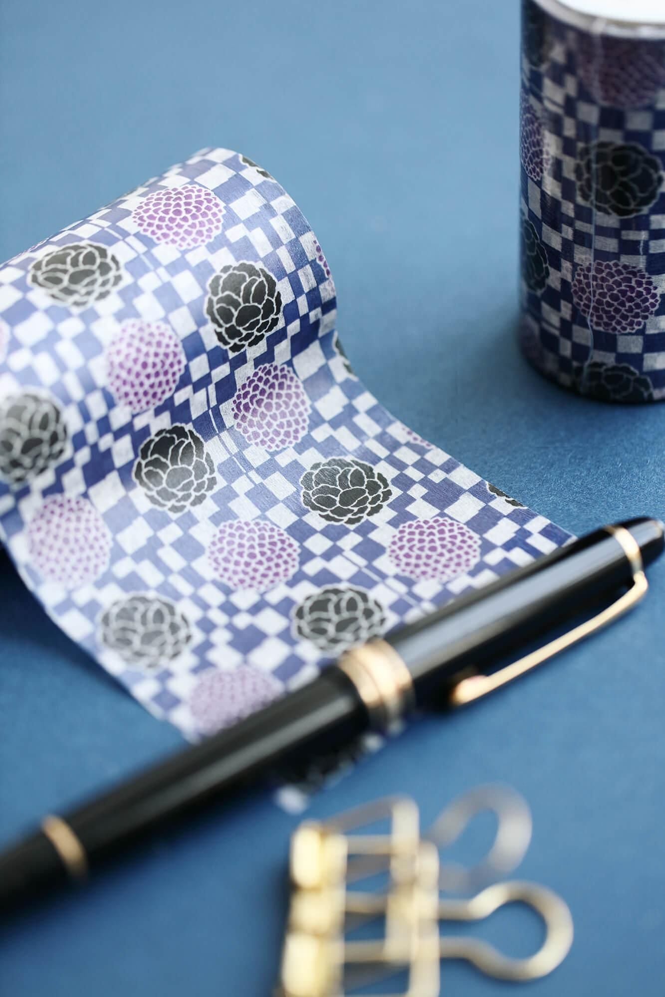 【net limited】SOU・SOU×mt_pocket/ Checked Pattern and Flower Crest [7.5cm width]