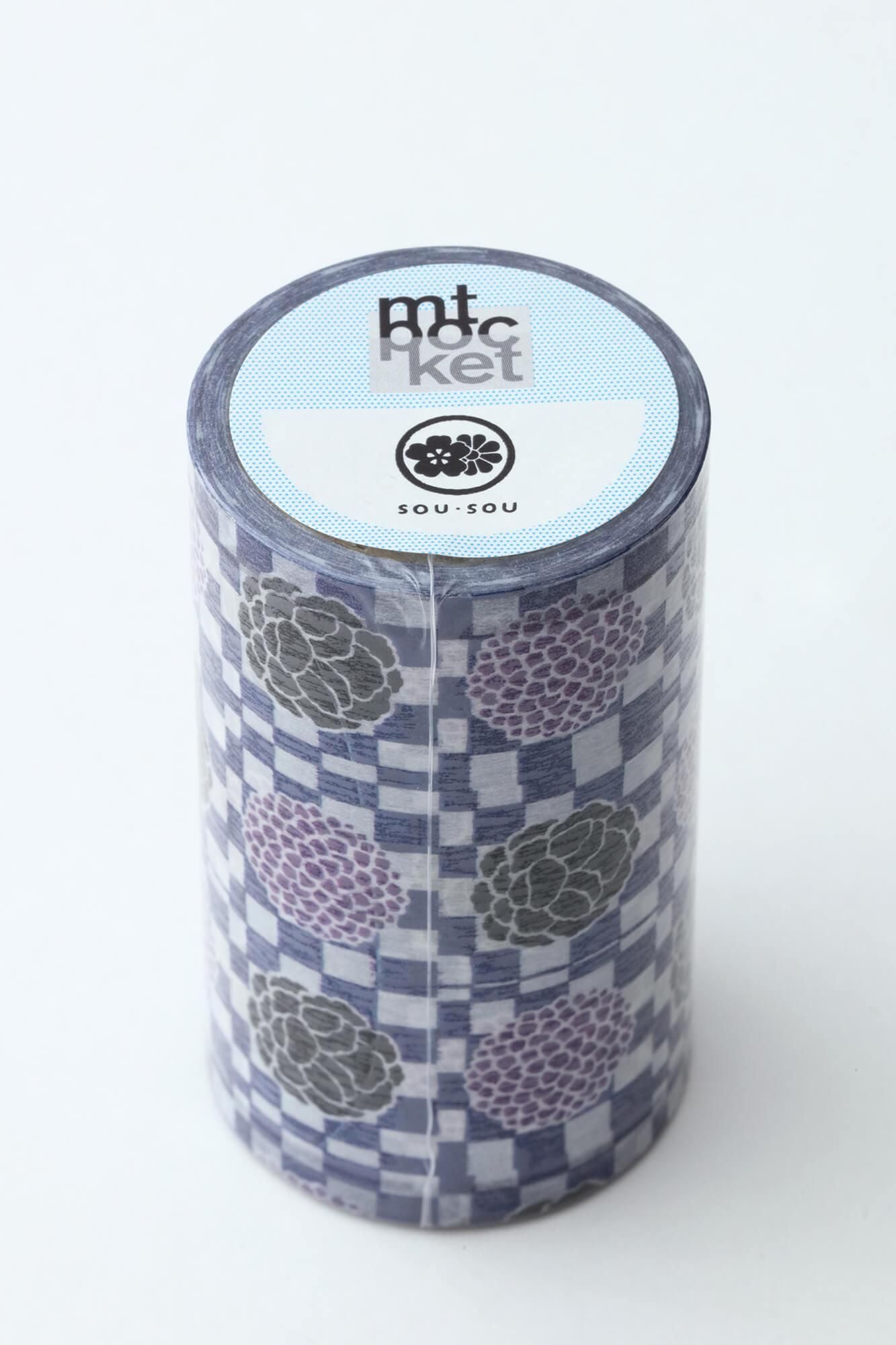 【net limited】SOU・SOU×mt_pocket/ Checked Pattern and Flower Crest [7.5cm width]