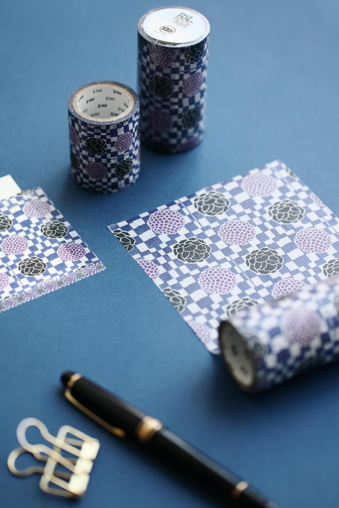 【net limited】SOU・SOU×mt_pocket/ Checked Pattern and Flower Crest [11.5cm width]