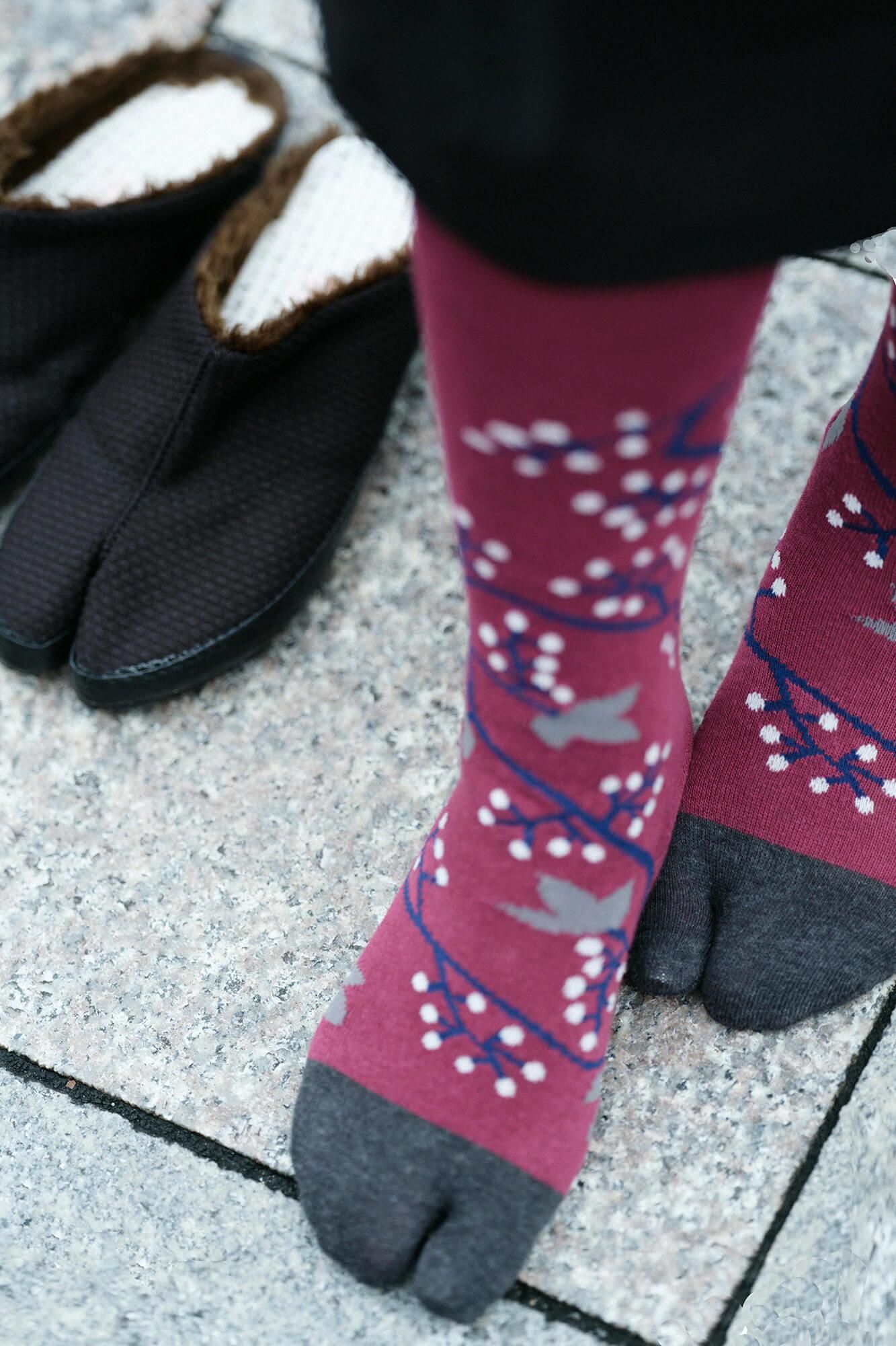 Collants Tabi chaussettes / fruits blancs, couleur grasse (enjiiro)