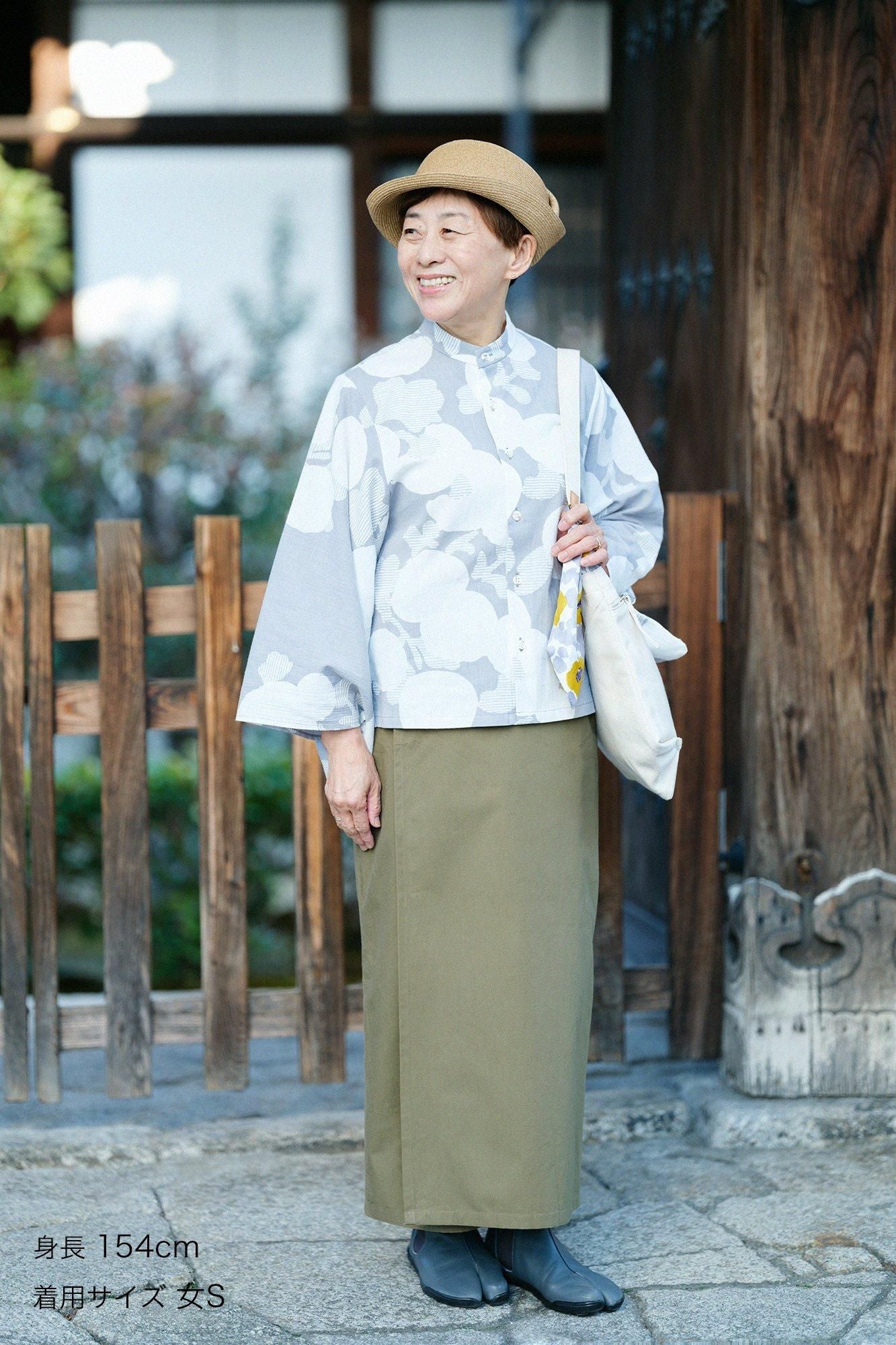 高島縮棉20/20 和服袖 襯衫／菊唐草