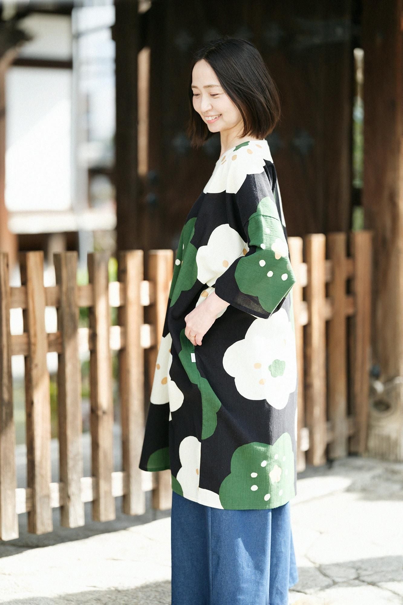 8/27まで【美品】sousouソウソウ　高島縮　ほほえみ　長方形衣　ワンピース SOU・SOU SOUSOU 高島縮 長方形衣 ほほえみ 美品 ワンピース