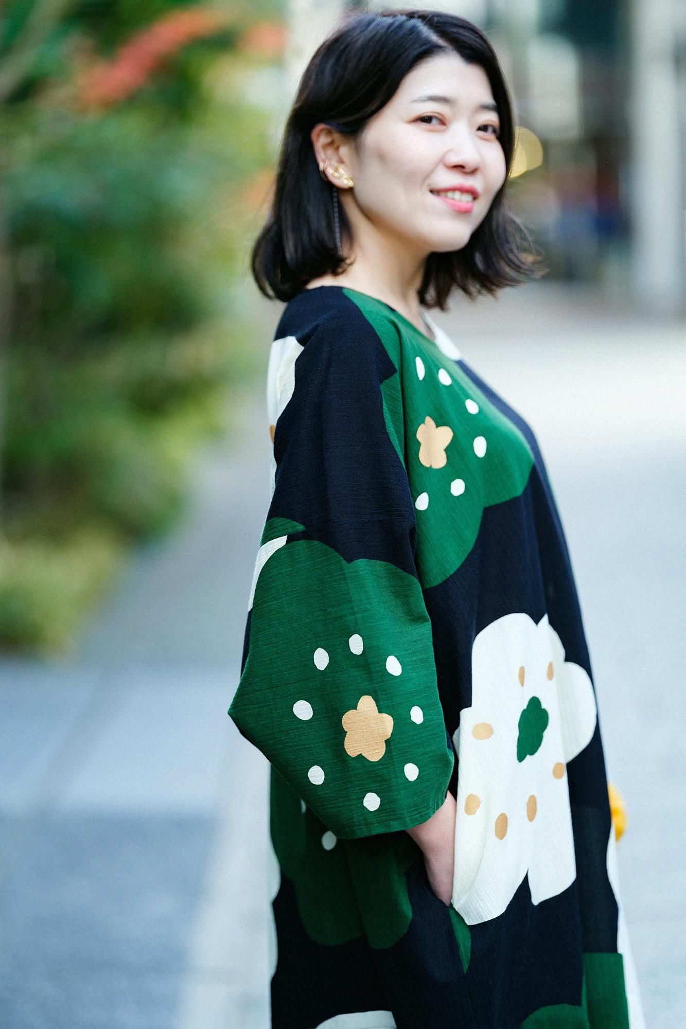 高島縮 20/20 薙刀長方形衣（なぎなたちょうほうけい）／ほほえみ