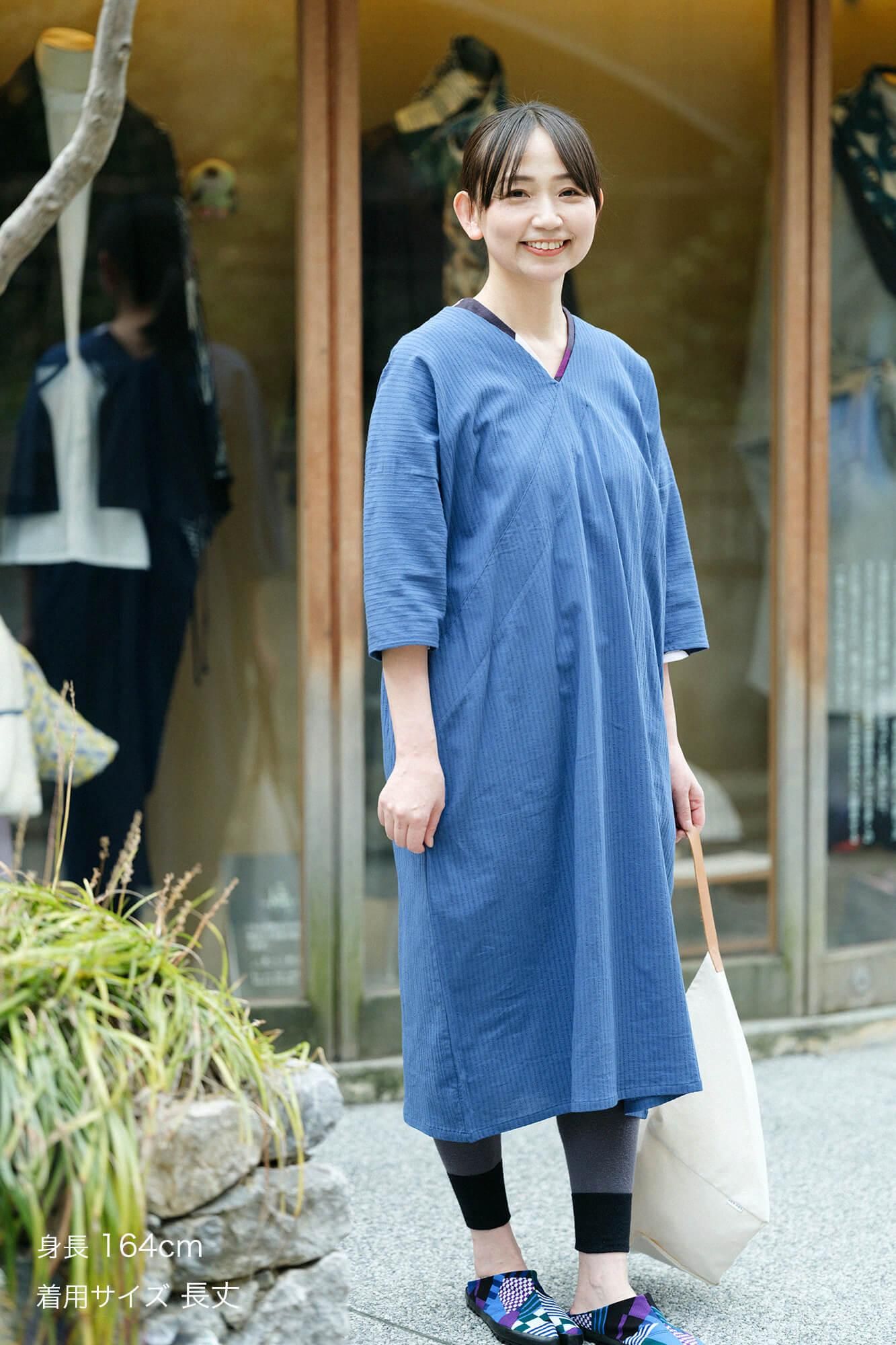 takashima chiku 40/20 Akiha矩形领（Nukieri Chouhokei）四分之三袖子/海军蓝色鼠标