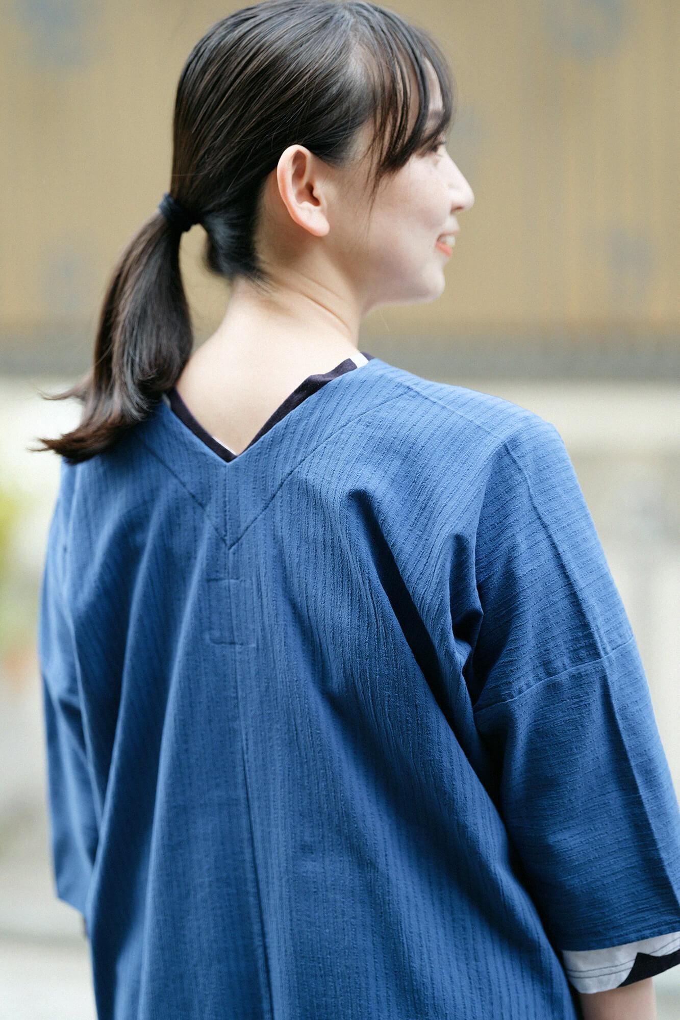 takashima chiku 40/20 Akiha矩形领（Nukieri Chouhokei）四分之三袖子/海军蓝色鼠标