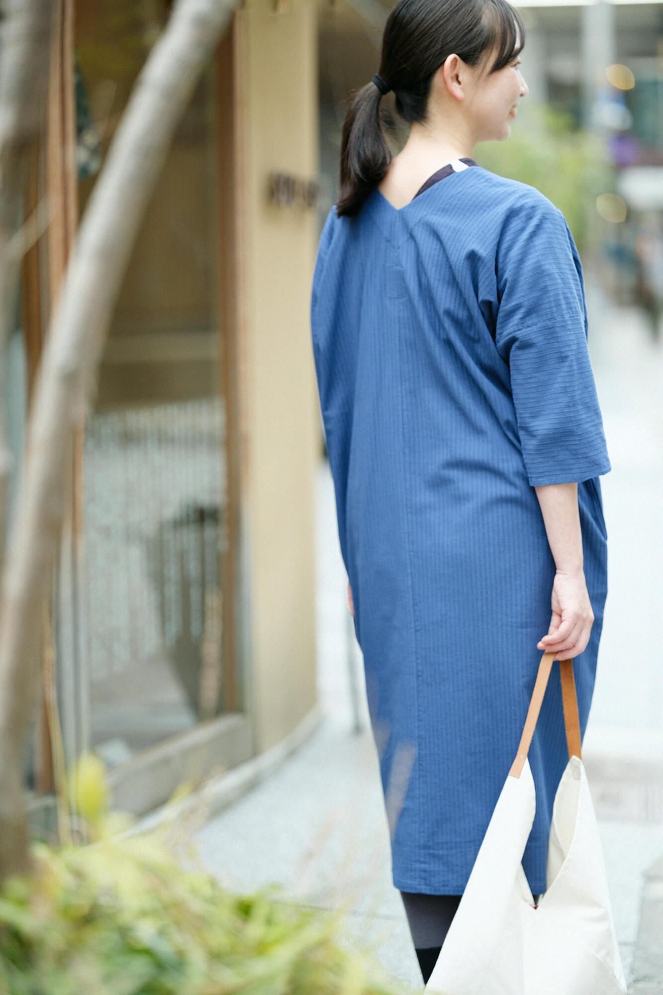 takashima chiku 40/20 Akiha矩形领（Nukieri Chouhokei）四分之三袖子/海军蓝色鼠标