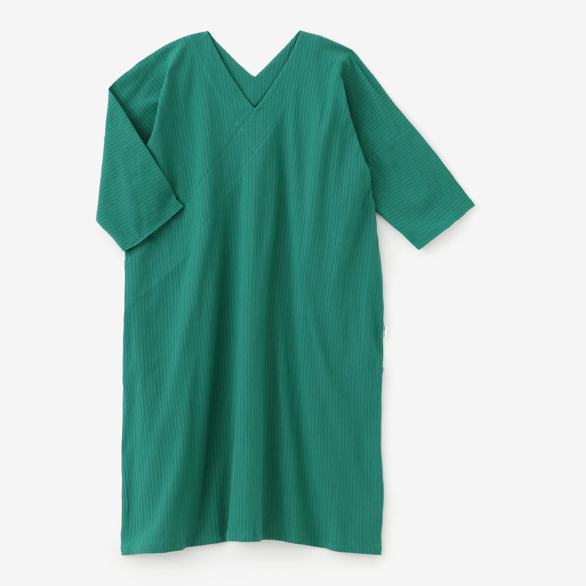 高岛时事 40/20 秋叶 长方形领长袍、四分之三袖/常磐绿