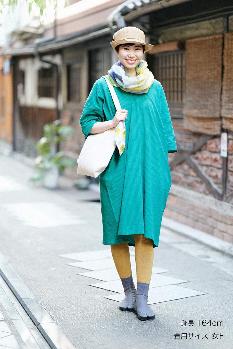 Takashima Chijimi 40/20 空羽毛未剪领长方形服装 3/4 袖