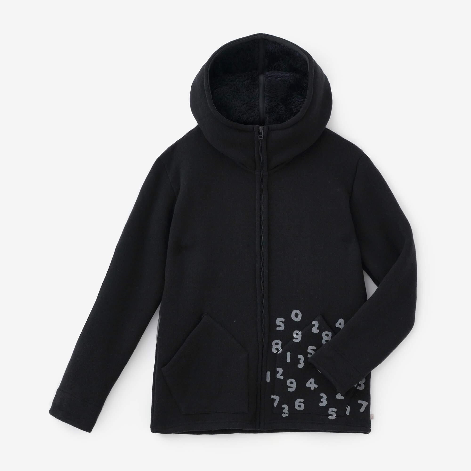 【net限定】裏ボアニット フーディー／ネイビーブラック