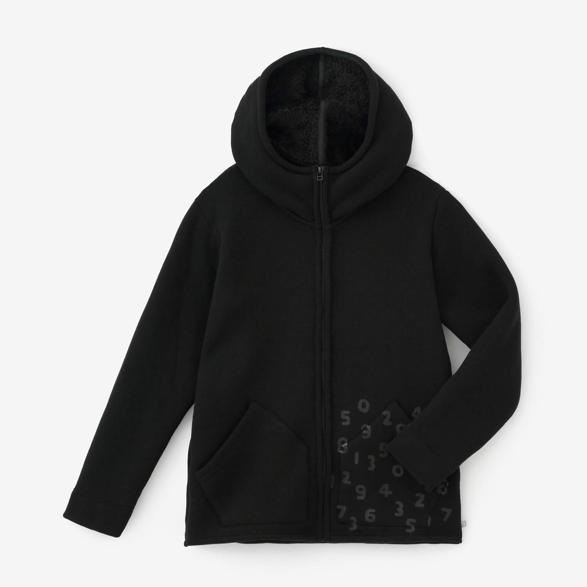 【net限定】裏ボアニット フーディー／ブラック