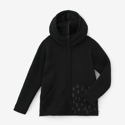 【官網限定】內仿毛針織 連帽外套／黑色