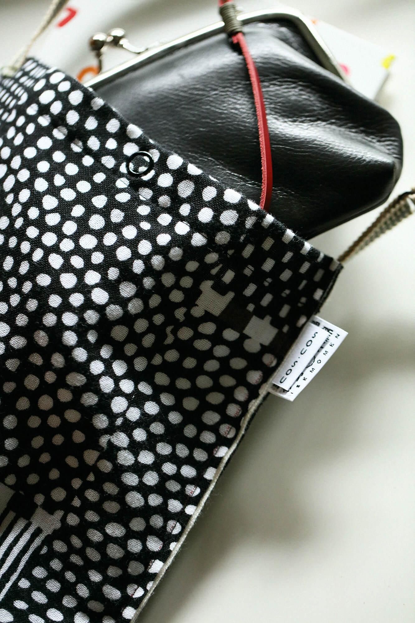 Isemomen Cotton Stampbook Bag(Goshuinchobuminds old time withreactor)/Lines and Dots Ink black​ ​moss (sumi)minds old time withRonikoke)