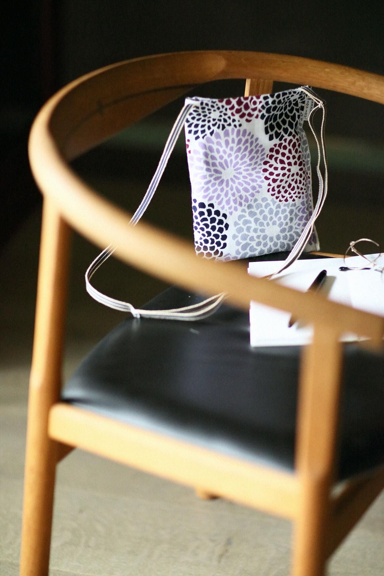 Isemomen Cotton Stampbook Bag／Chrysanthemum Purple