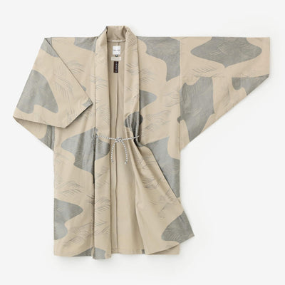 伸 橫紋平織布 梯形袖外套 中長 單層／急流 米色