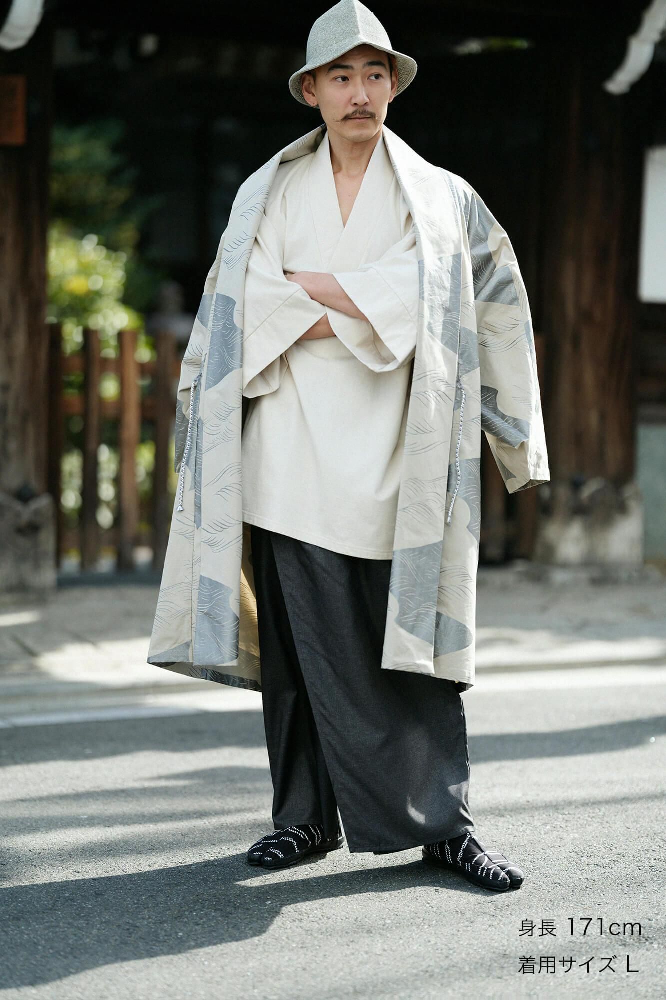 伸 橫紋平織布 梯形袖外套 中長 單層／急流 米色