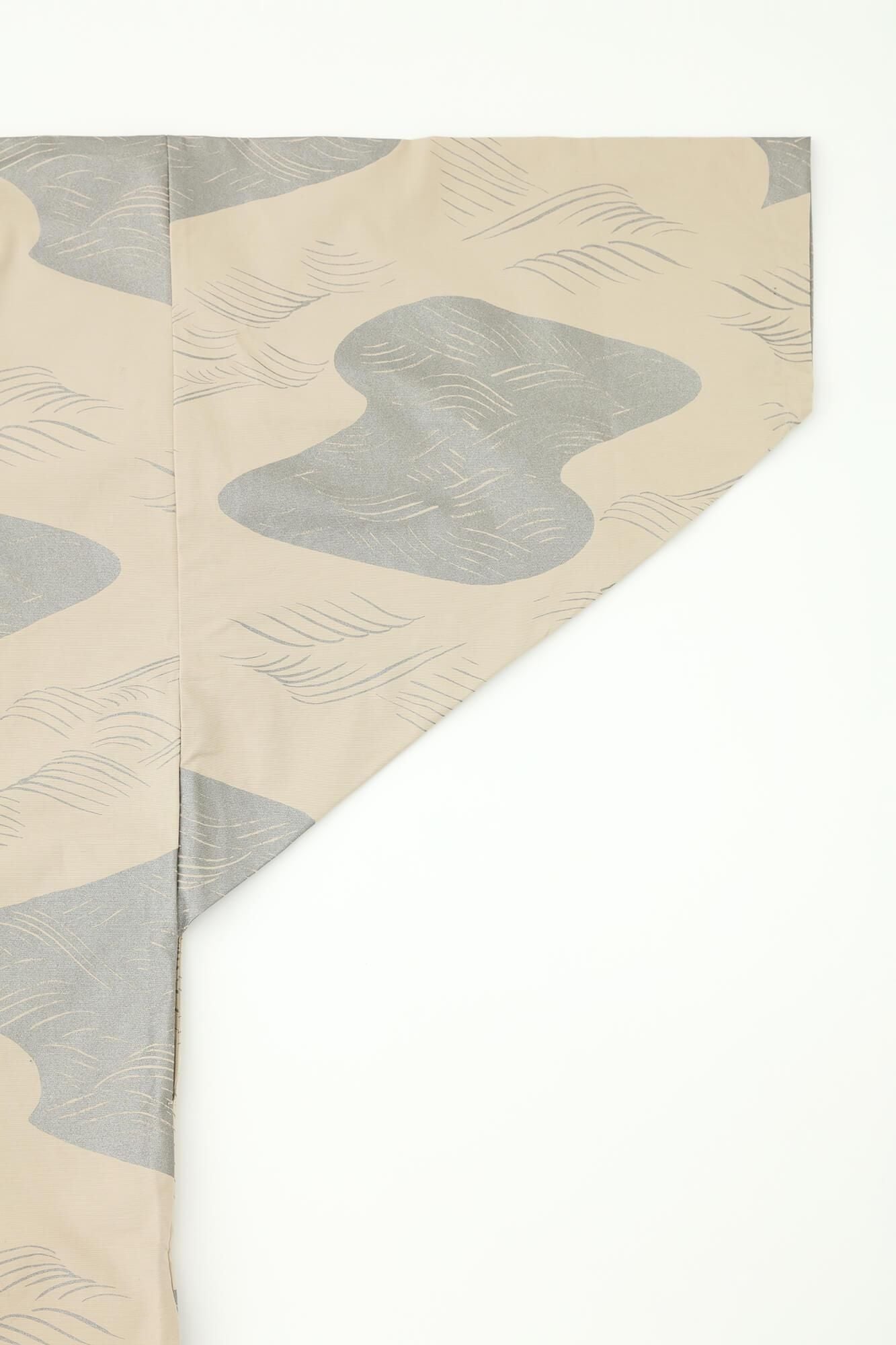 伸 橫紋平織布 梯形袖外套 中長 單層／急流 米色