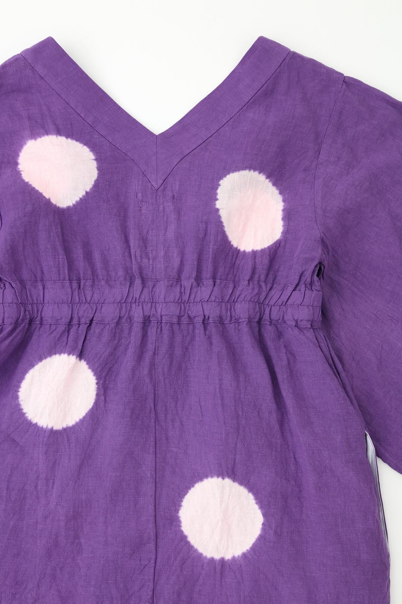 [仅限在线] Tabata Shibori Hemp Yukata Mitate / 大圆点（Mizutamai）Kyomurasaki x Maiden Color