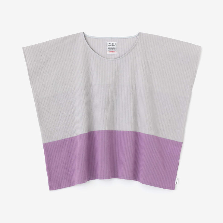 Chizimi Cotton 40/20 Akiha Square Top Bi-color / Pale Grey×Pastel Purple