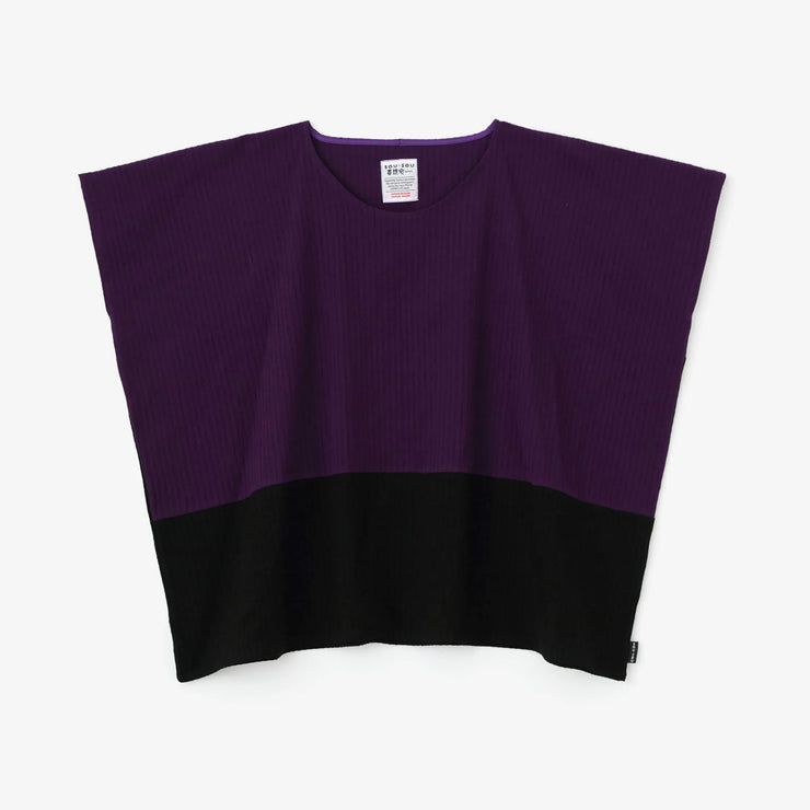Chizimi Cotton 40/20 Akiha Square Top Bi-color / Violet×Black