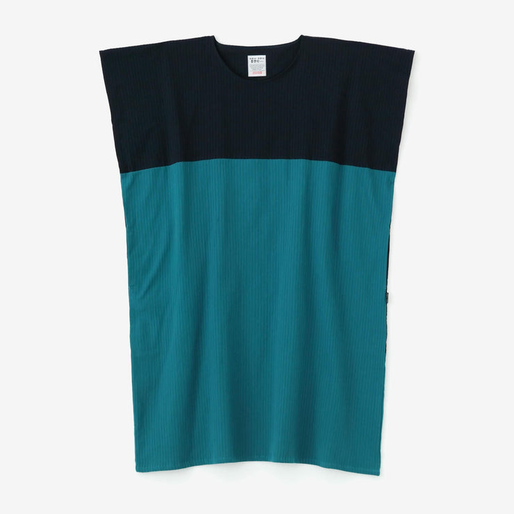 Chizimi Cotton 40/20 Akiha Rectangular Dress Bi-color / Dark Blue x Marine Green