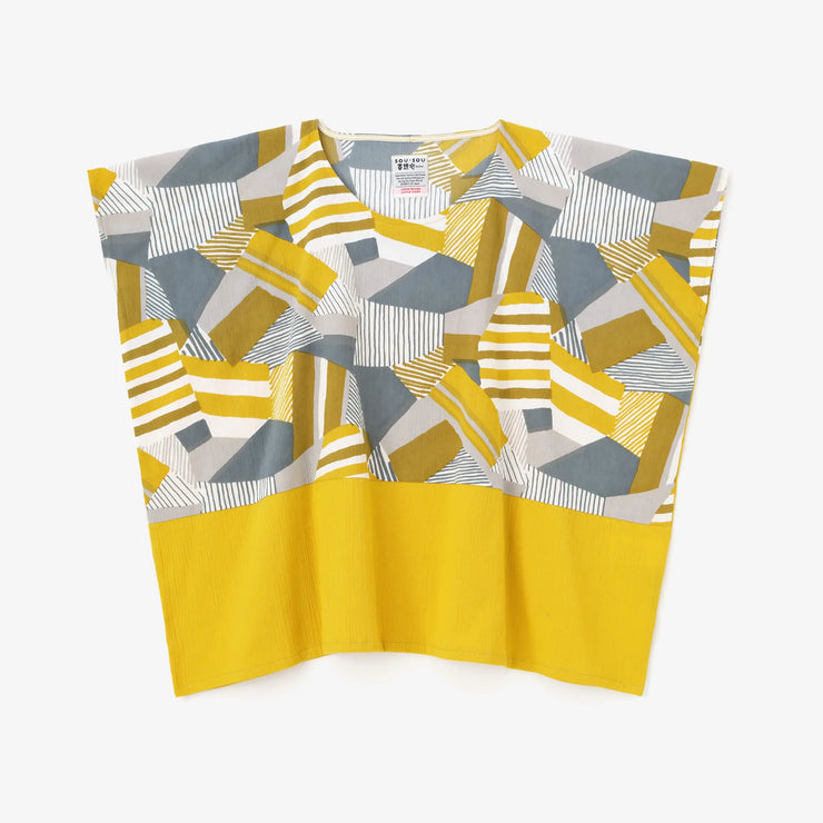 Chizimi Cotton 20/20 Square Top Bi-color Pattern on Shoulder / Patchwork×Canola Flower Color