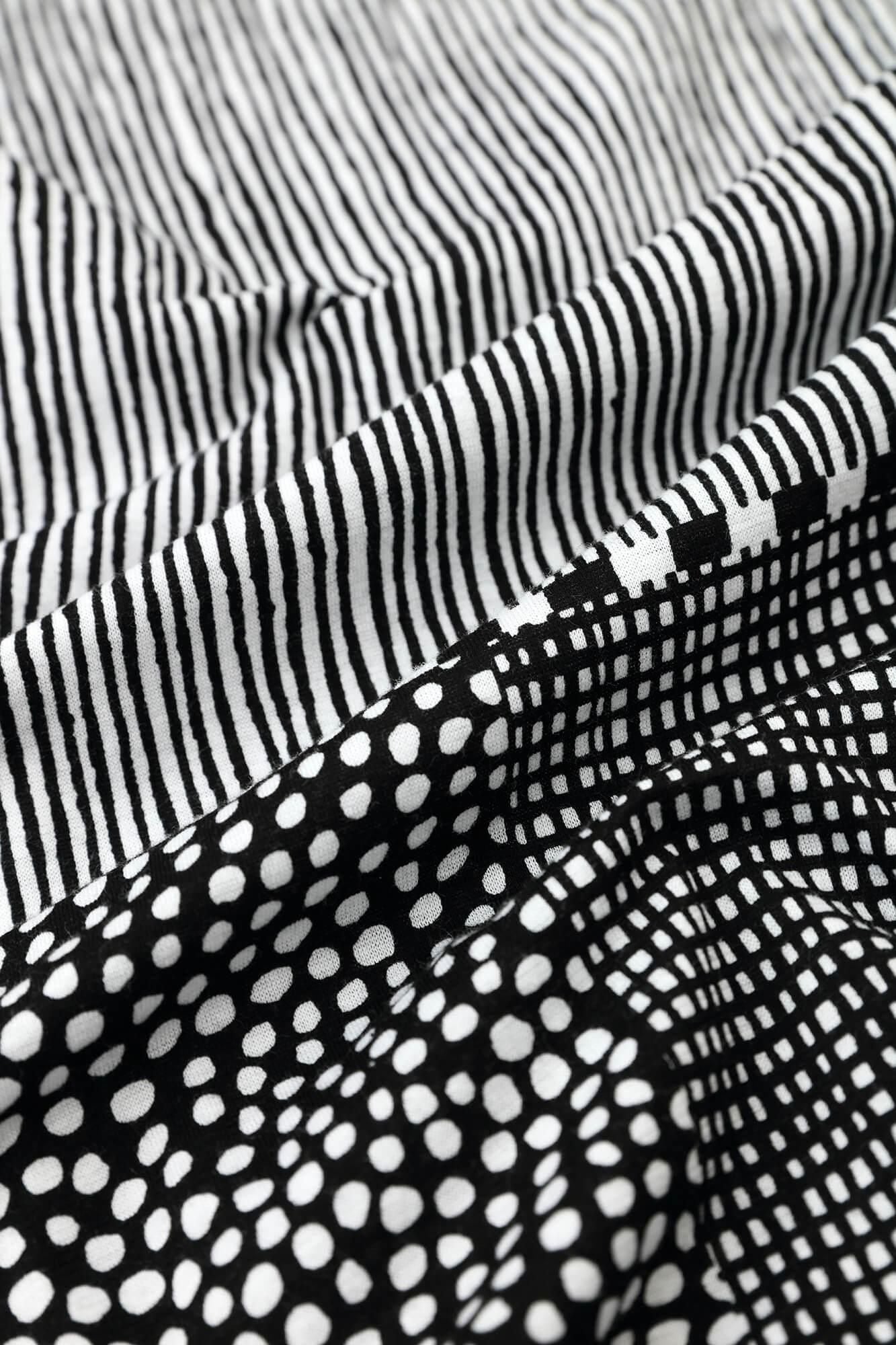 和服領短袖上衣／點線 墨黑色