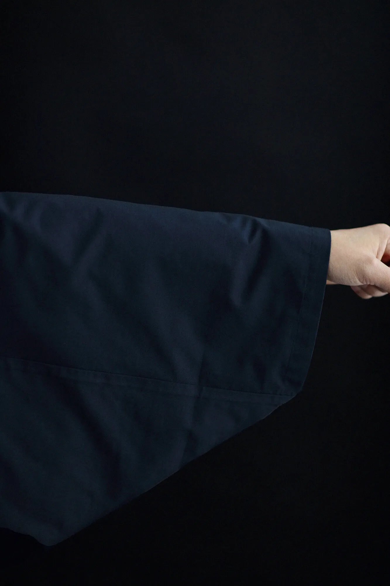 【net limited】Cotton Tencel Typewriter Cloth Triangular Sleeve Coat Short Single Layer／Dark Navy▲