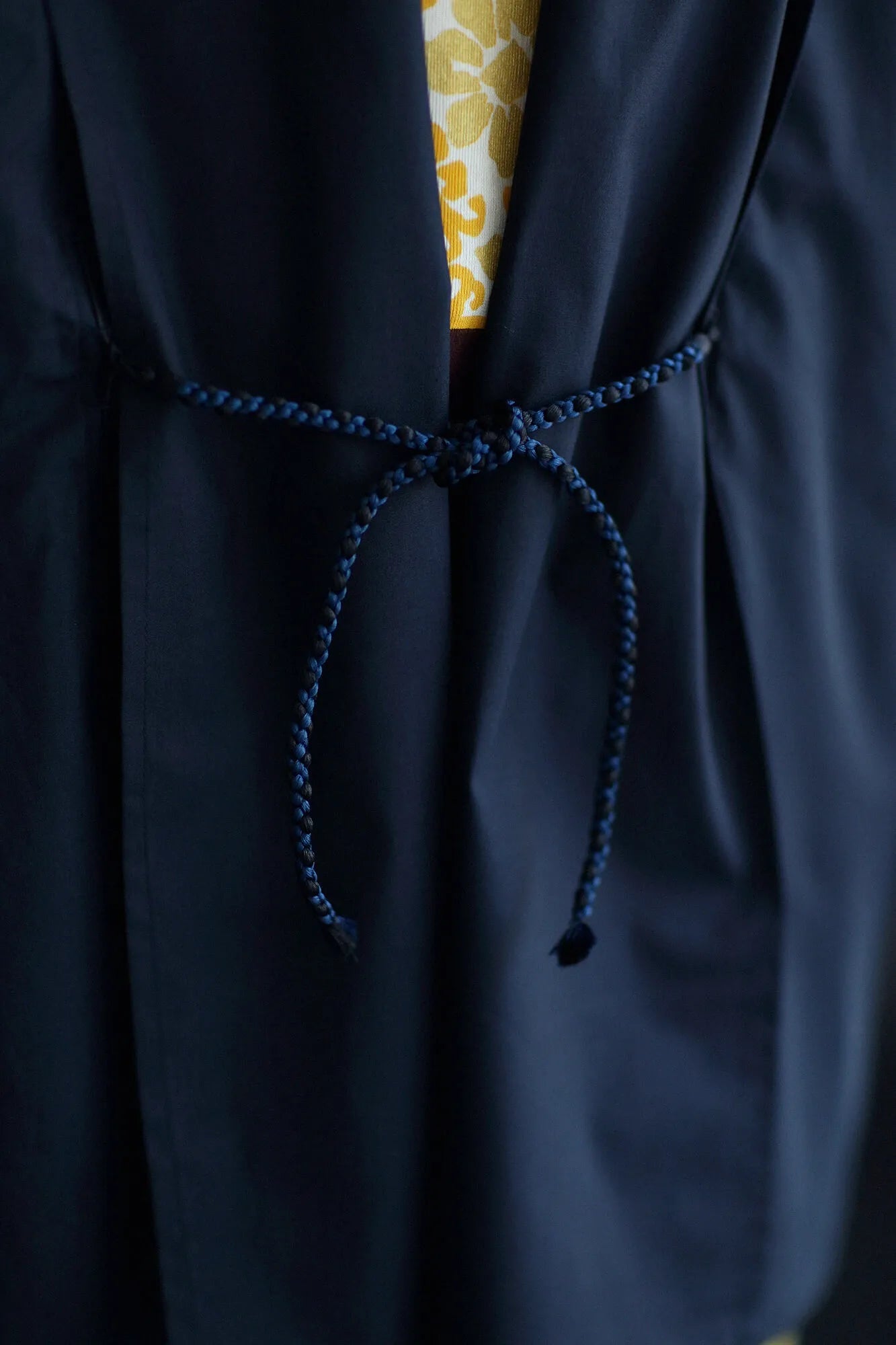 【net limited】Cotton Tencel Typewriter Cloth Triangular Sleeve Coat Short Single Layer／Dark Navy▲