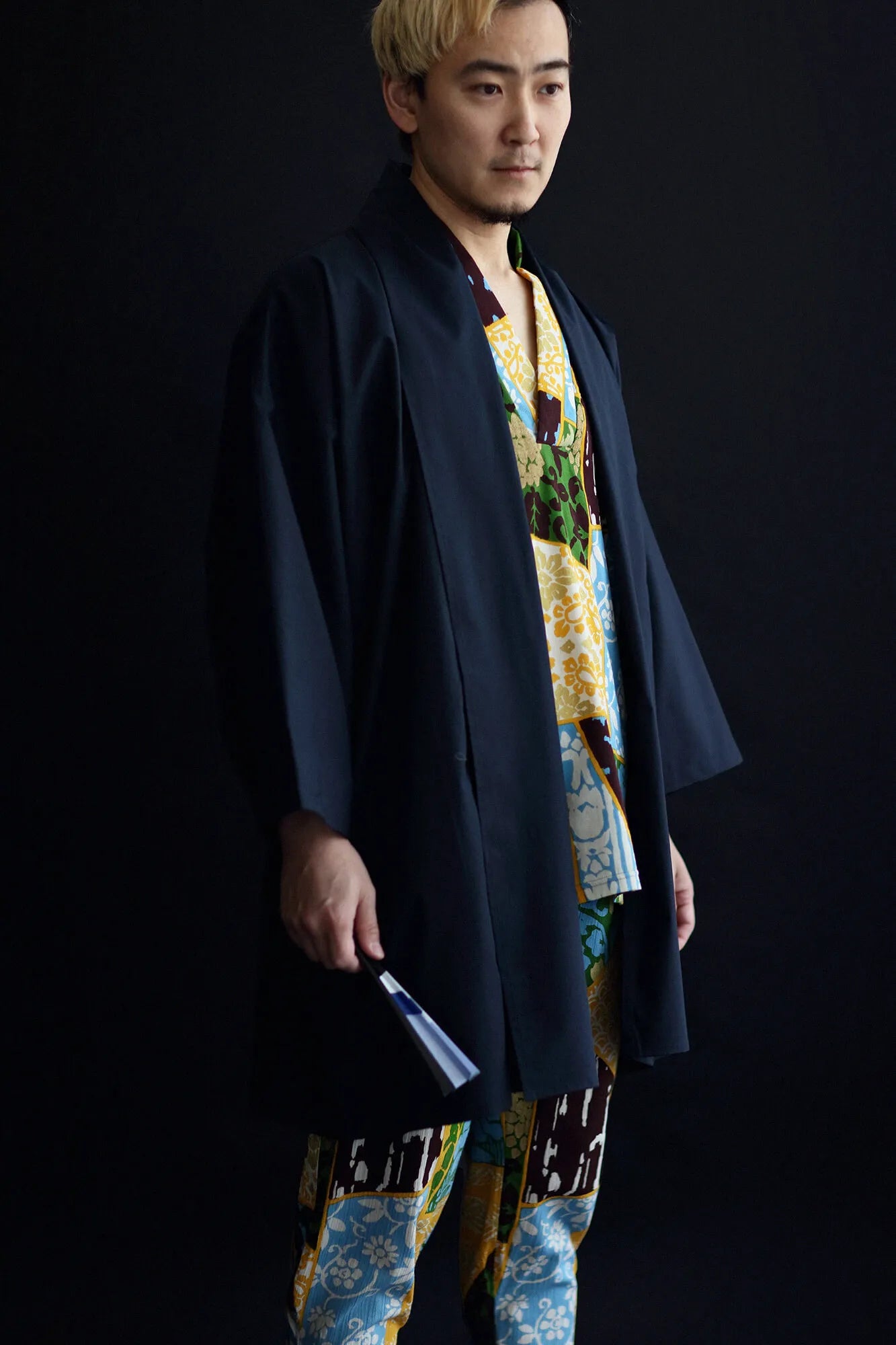 【net limited】Cotton Tencel Typewriter Cloth Triangular Sleeve Coat Short Single Layer／Dark Navy▲