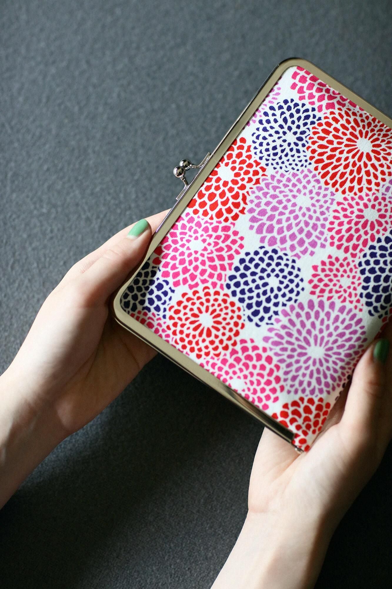 No.12 Canvas Soft Gamaguchi for Paperback / Chrysanthemum