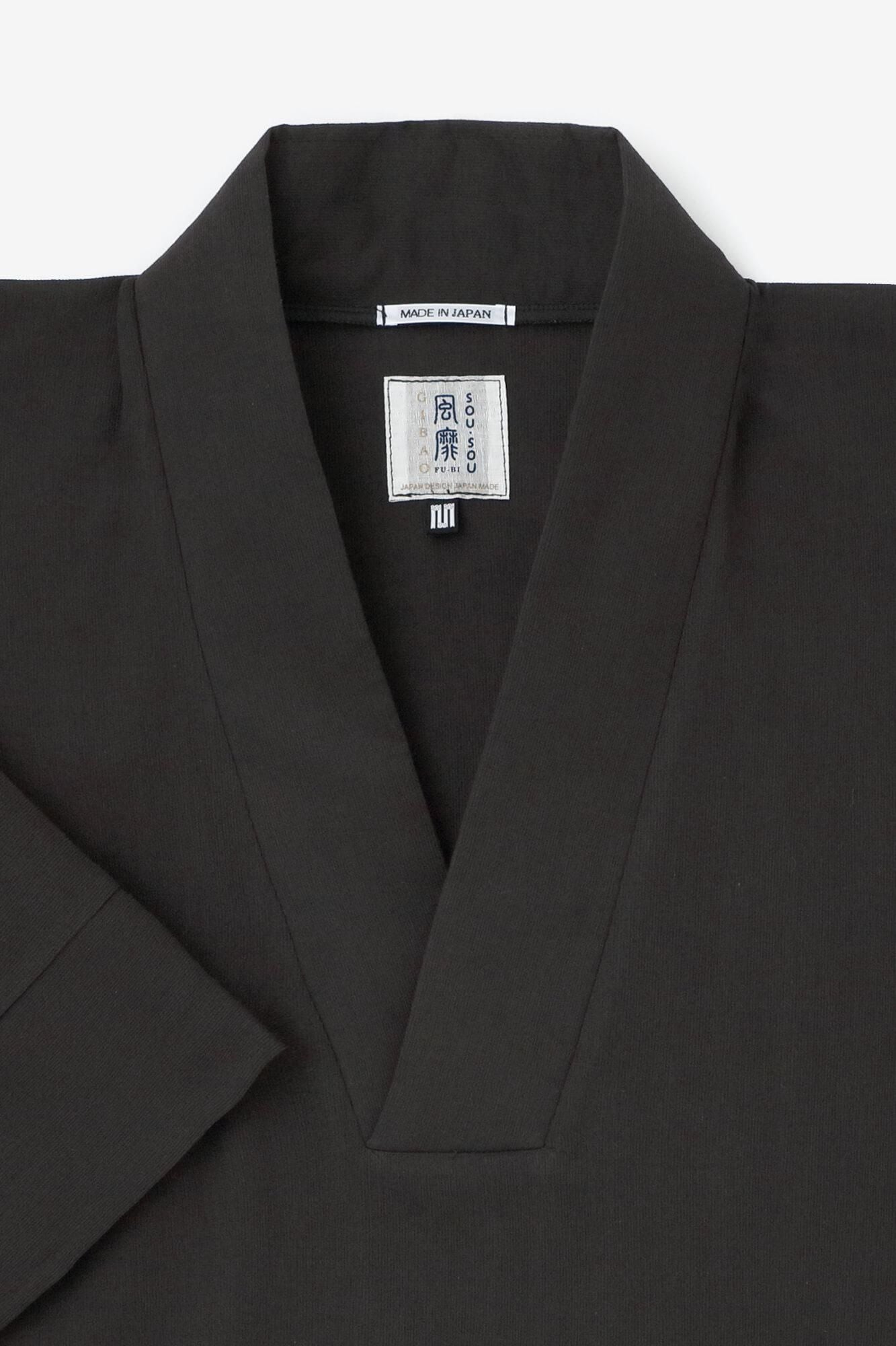 Chizimi Cotton 40/40 Fubi Kimono Shirt / Dark Grey